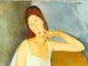Particolare del Ritratto di Jeanne Hébuterne dipinto da Modigliani